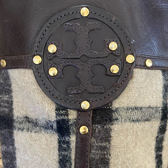 Tory Burch Plaid Flannel & Leather Boots - Picture 6 of 12